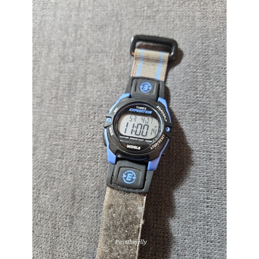 Timex Unisex T49660 Expedition Mid-Size Digital CAT Gray/Blue Stripe
